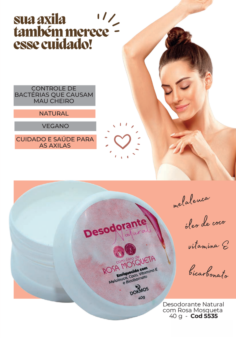 Desodorante natural com rosa mosqueta